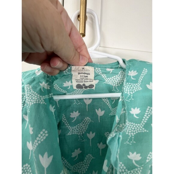 Good Earth Gumdrops Organic Indian Cotton Tunic Top Coverup Girls 3/4 Yrs Mint - Picture 2 of 5